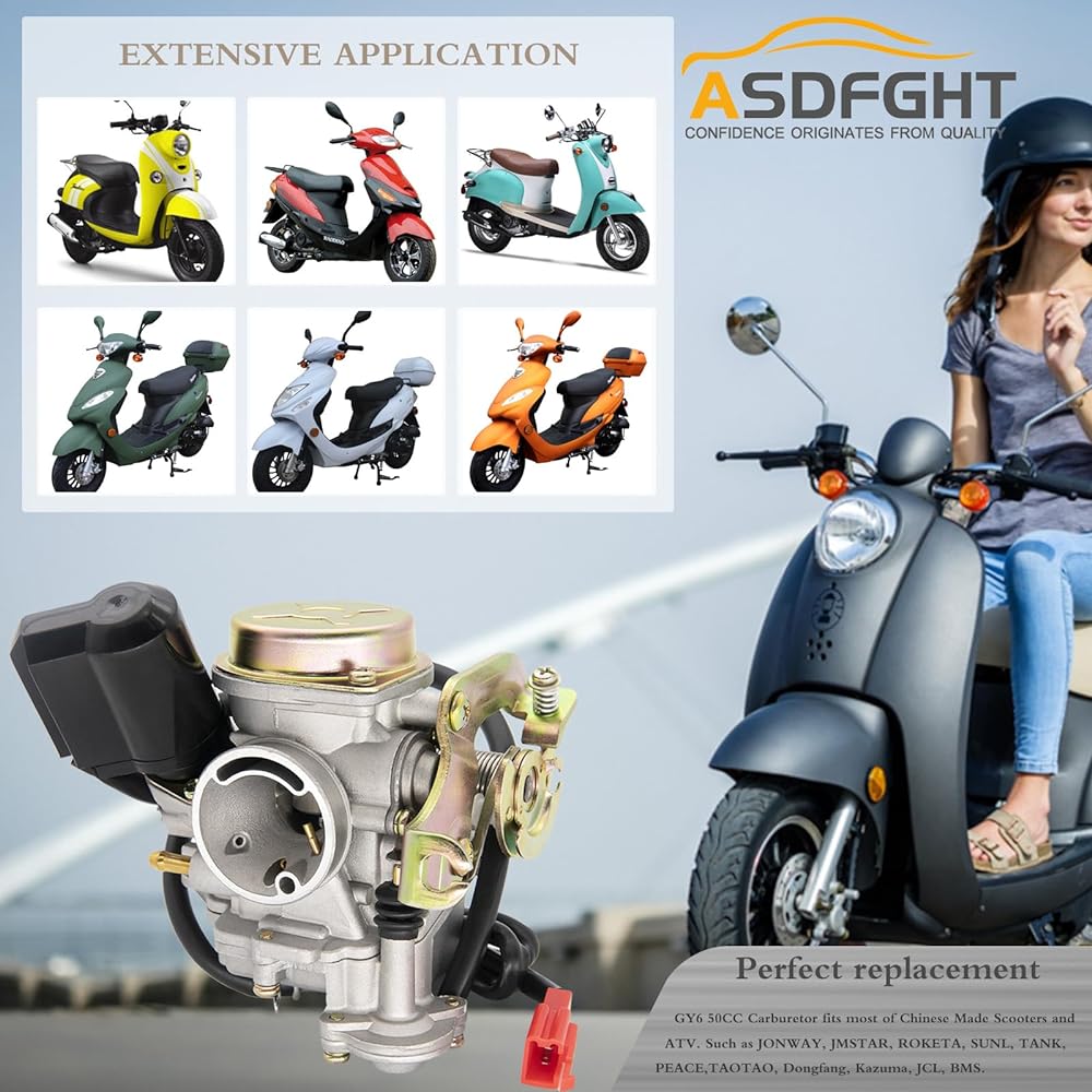 139QMB Carburetor 49CC 50CC GY6 4 Stroke Scooter Taotao Kymco Go Kart PD18J PD19J Moped Engine 18mm Curve + Intake Manifold Air Filter -139QMB Carburetor 50CC Scooter