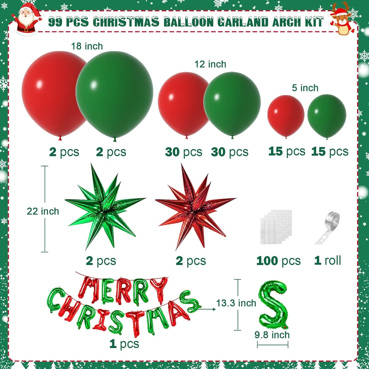christmas red green balloon