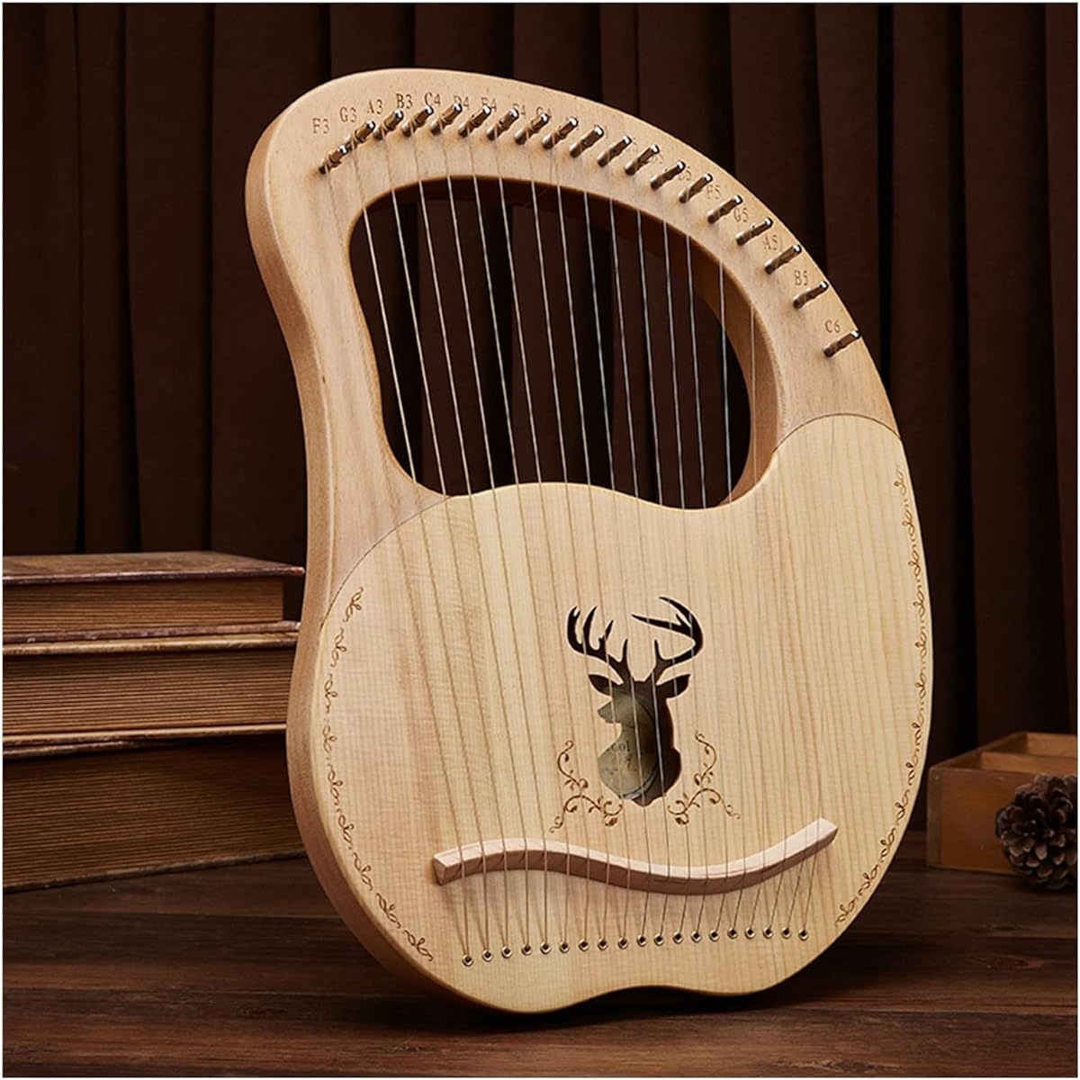 WowZza Harp Strings Portable Musical Lyra Harp Wooden Musical Tool Lyra Harp/19 Strings Style B