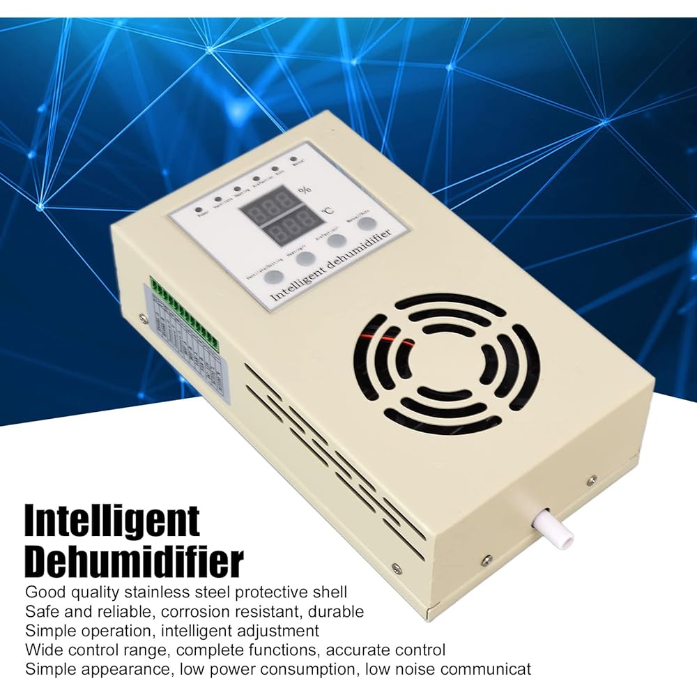 gostcai dehumidifier with drain hose, stainless steel intelligent regulating dehumidifier, moisture-proof, anti-condensation, semiconductor refrigeration dehumidifier suitable for electrical equipment