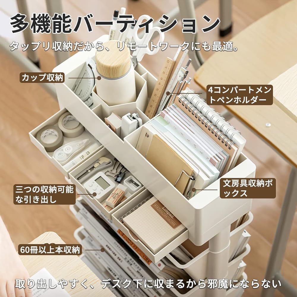 Side Wagon Bookshelf Document Wagon with Casters 6 Drawers Under Desk Storage Rack Large Capacity Slim Side Table Desk Storage Chest Desk Wagon Office Storage Multipurpose Wagon Telework Remote Work
