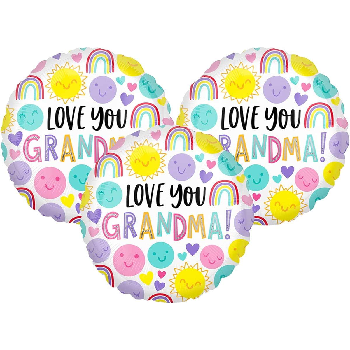 Love You Grandma Foil Party Balloons 18" Set of 3