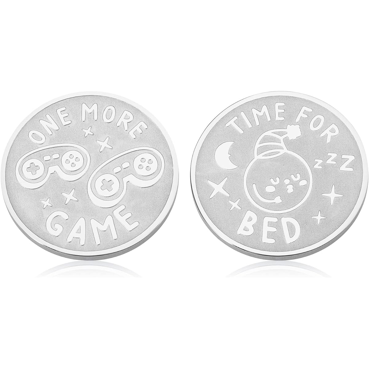 Funny Destiny Flip Coin Gifts for Gamer Boyfriend Son Boy Man Decision Maker Game Lover Fan Teen Girlfriend Daughter Gaming Double Sided Birthday Valentine's Day Gifts for Kids Him Her, Silver, Small