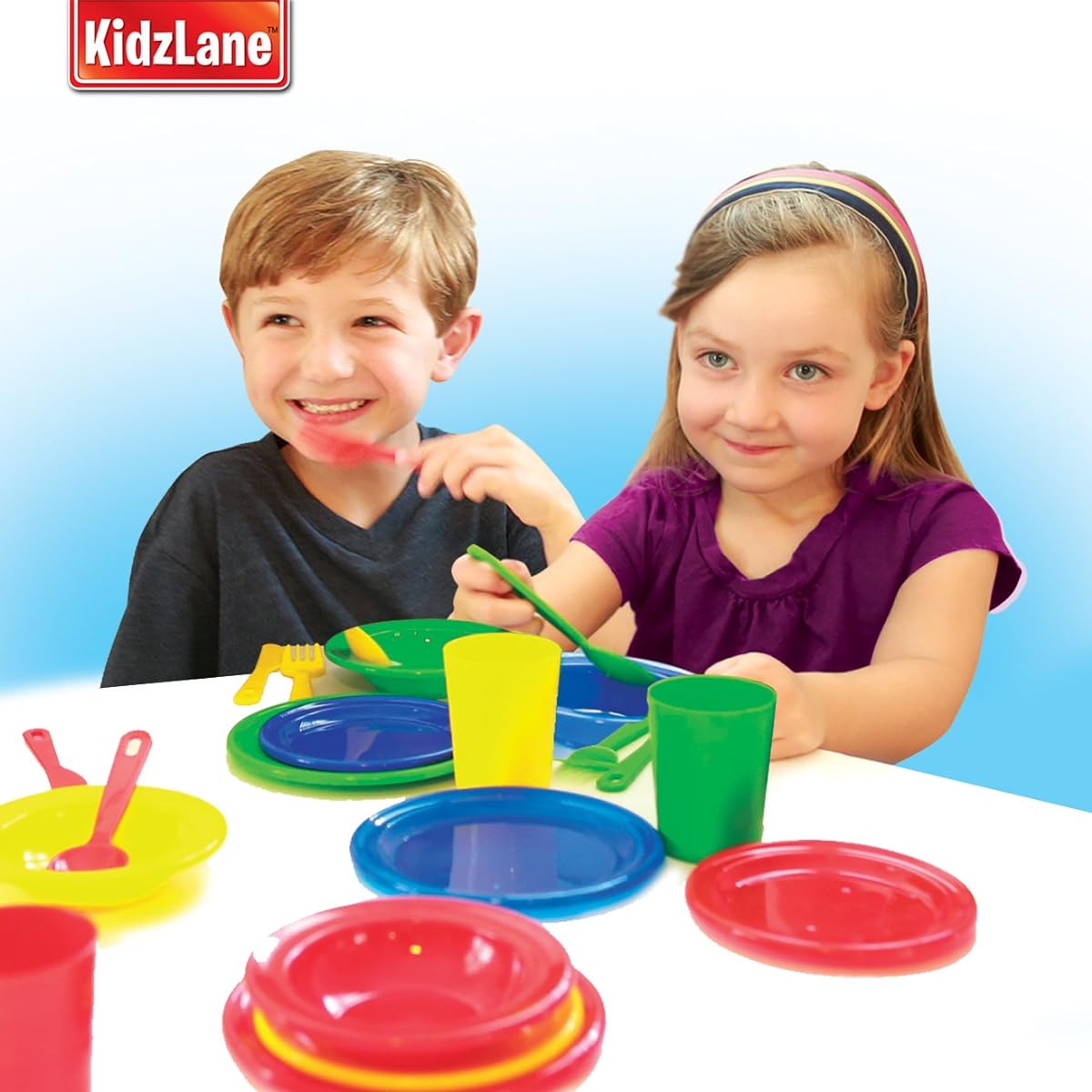 [Kidzlane]Kidzlane Durable Kids Play Dishes Pretend Play Childrens Dish Set 29 Piece with Drainer 0531 [並行輸入品]