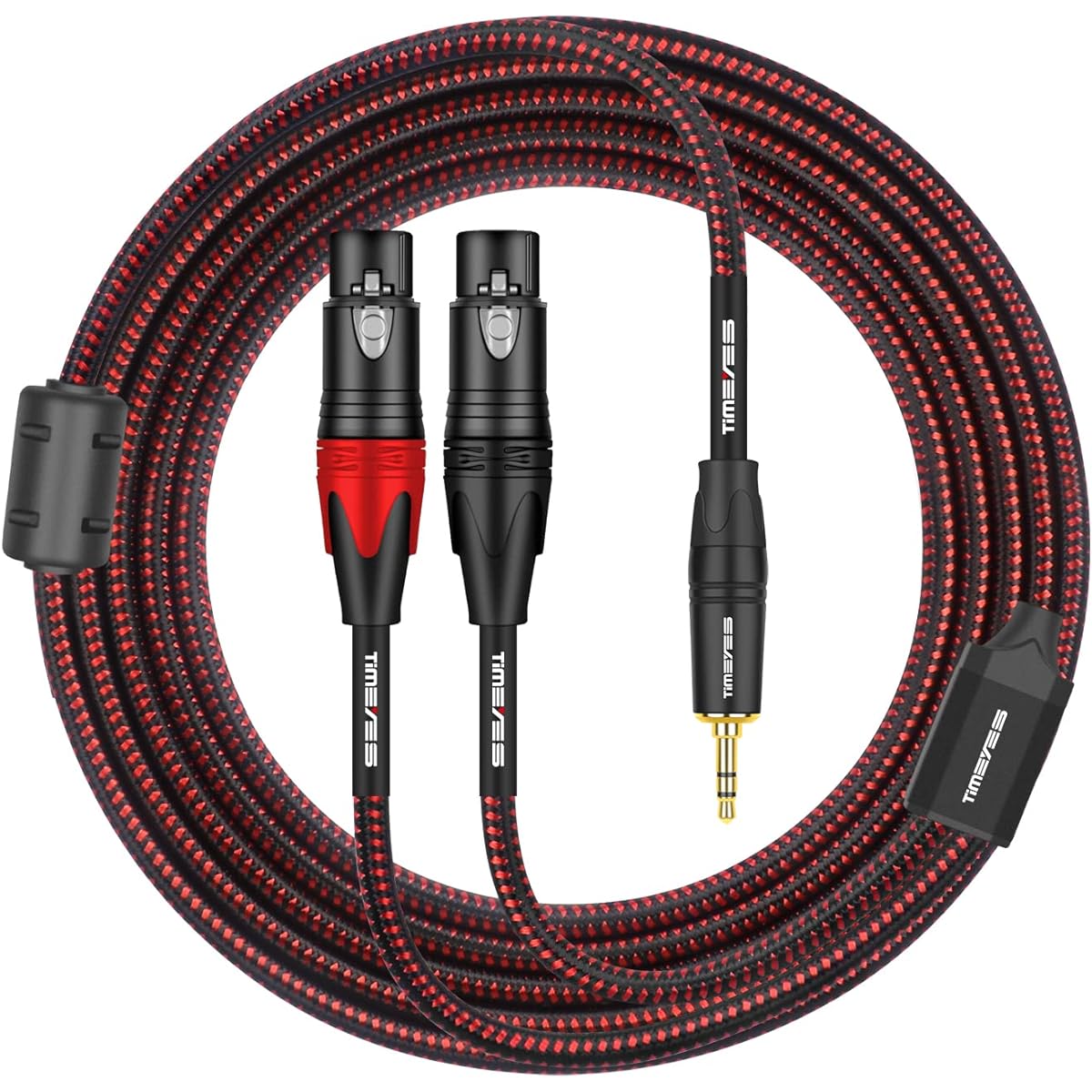 TIMEYES 3.5mm 1/8" - XLR Mic Audio Y Cable - 1/8" 3.5mm Male to Dual XLR Female Breakout Cable - 3.5mm to 2 x XLR 3 Pin Unbalanced Microphone Adapter Cable Cord 3ft/1m