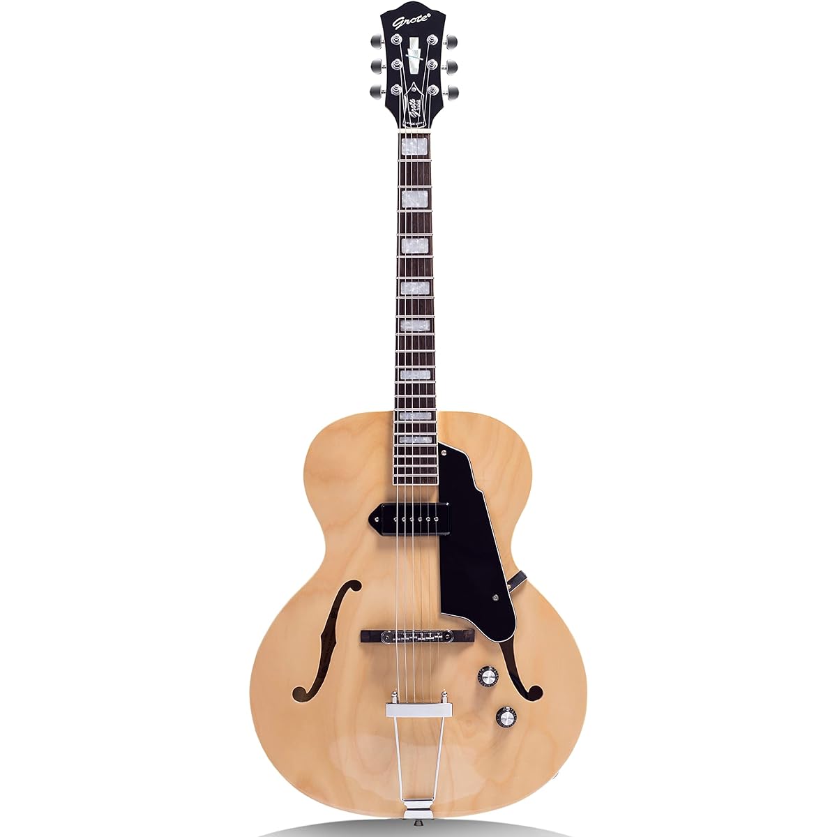 GROTE Jazz Electric Guitar Semi-Hollow Body Chrome Hardware (Natural)