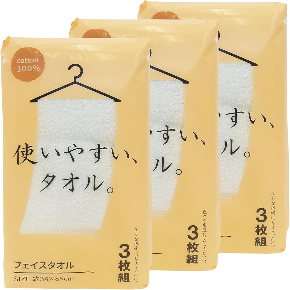 Hayashi Face Towel, Easy to Use Towel, Set of 3 x 10 (30 pieces total), Approx. 34 x 85 cm, White FN42621010