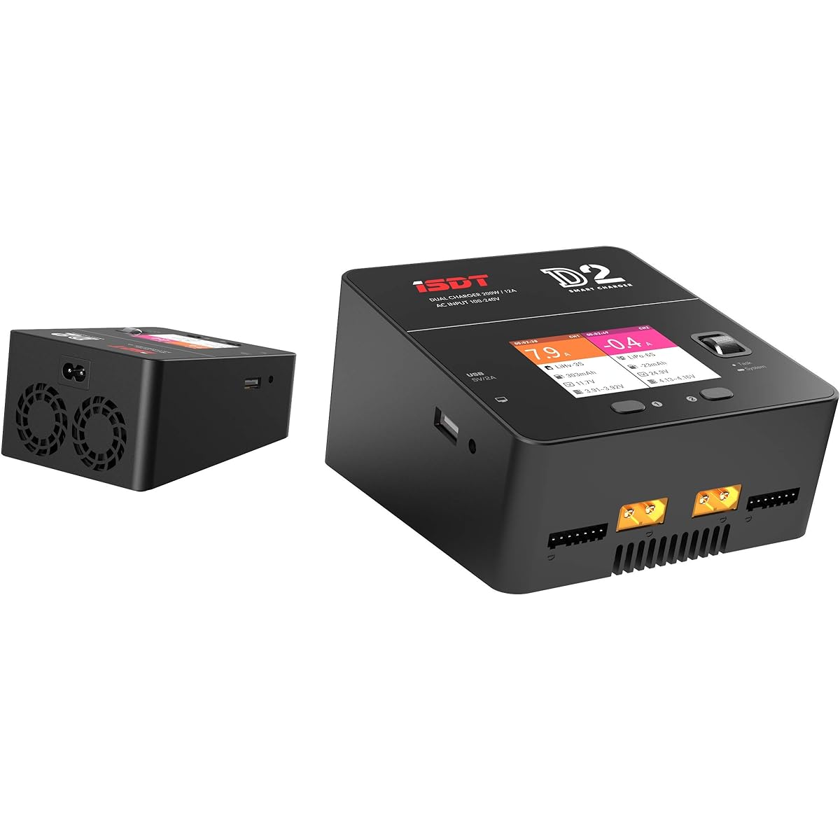 ISDT D2 Lipo Battery Charger Discharger AC 200W*2 Dual Balance Charger 12A*2 1-6S RC Li-ion Life NiCd NiMH LiHV PB