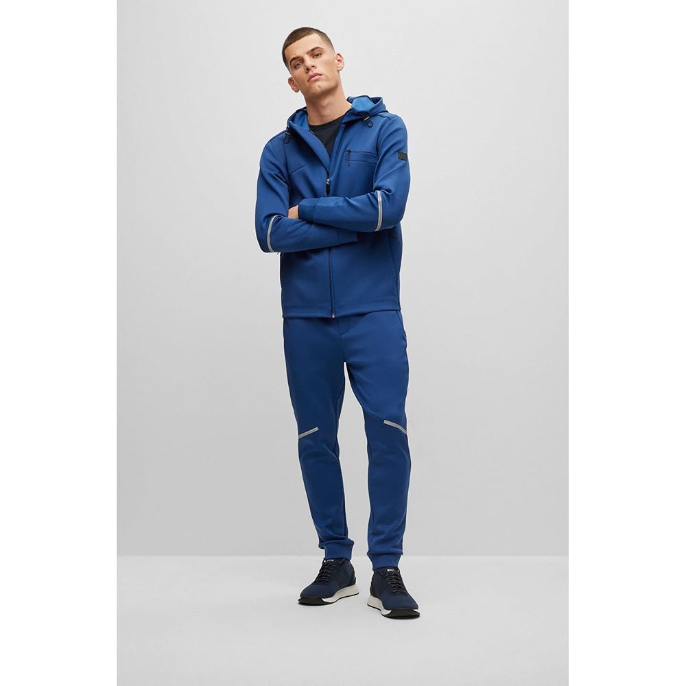 [BOSS] Men's Decorative Reflective Detail Regular Fit Melange Track Pants