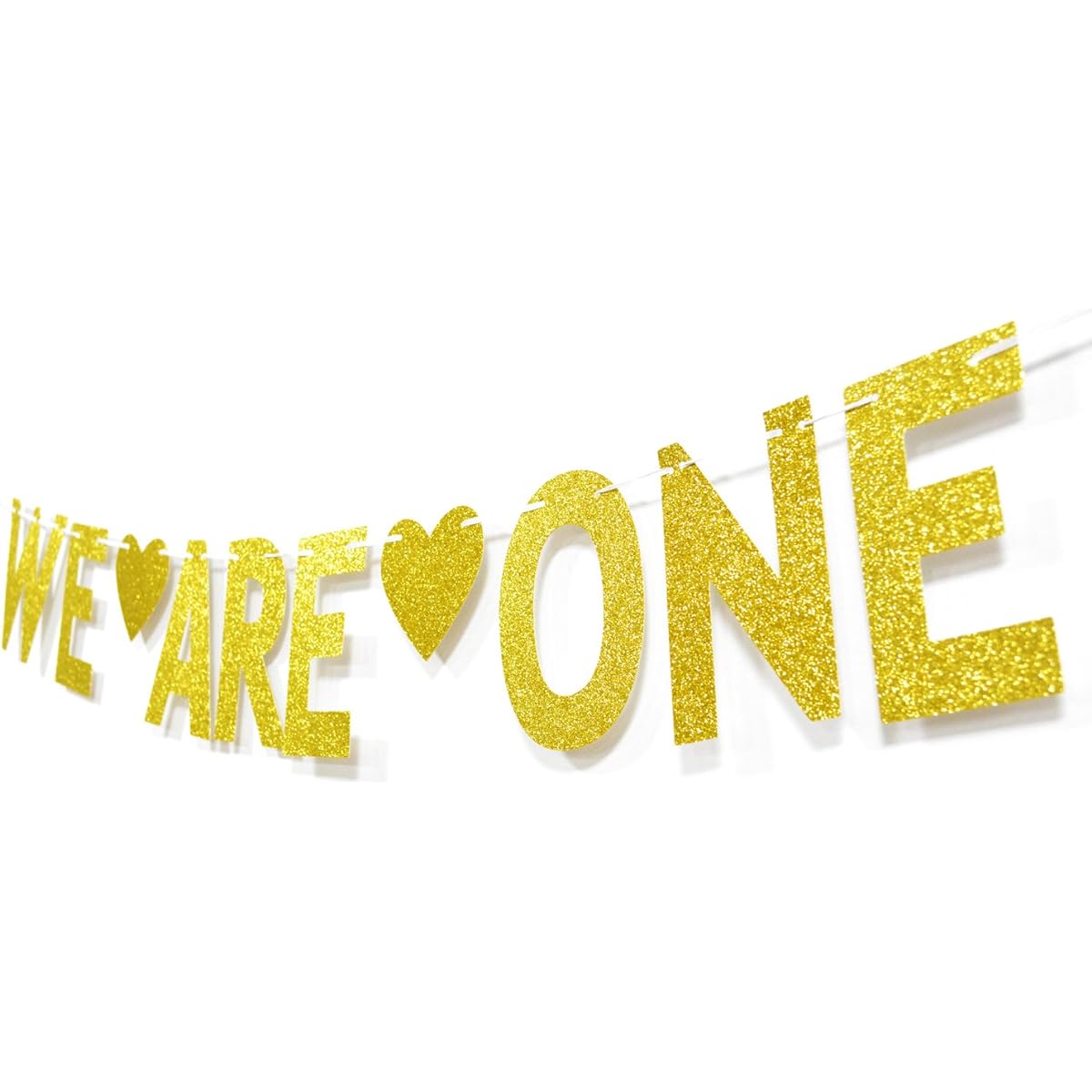 We are One Gold Glitter Garland Bunting Banner Twin 1st Birthday Party Decorations