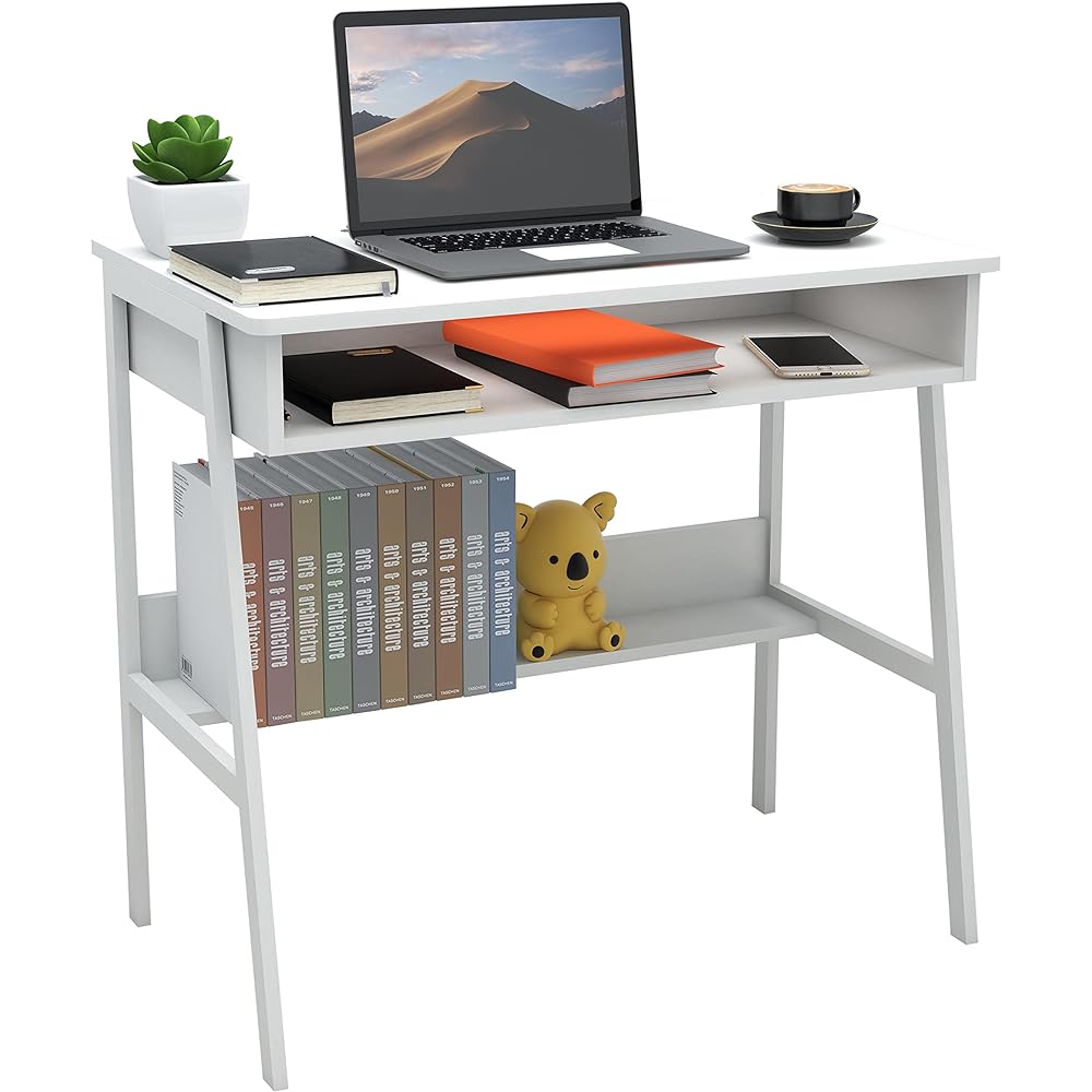 SOPRANNOMIN Width 80cm PC Desk Assembly Desk Study Desk Computer Desk Computer Desk Study Desk Study Desk Storage Desk with Storage Space Space Saving Table Compact Ornament Desk Echo Materials W80*H75*D48 CM White