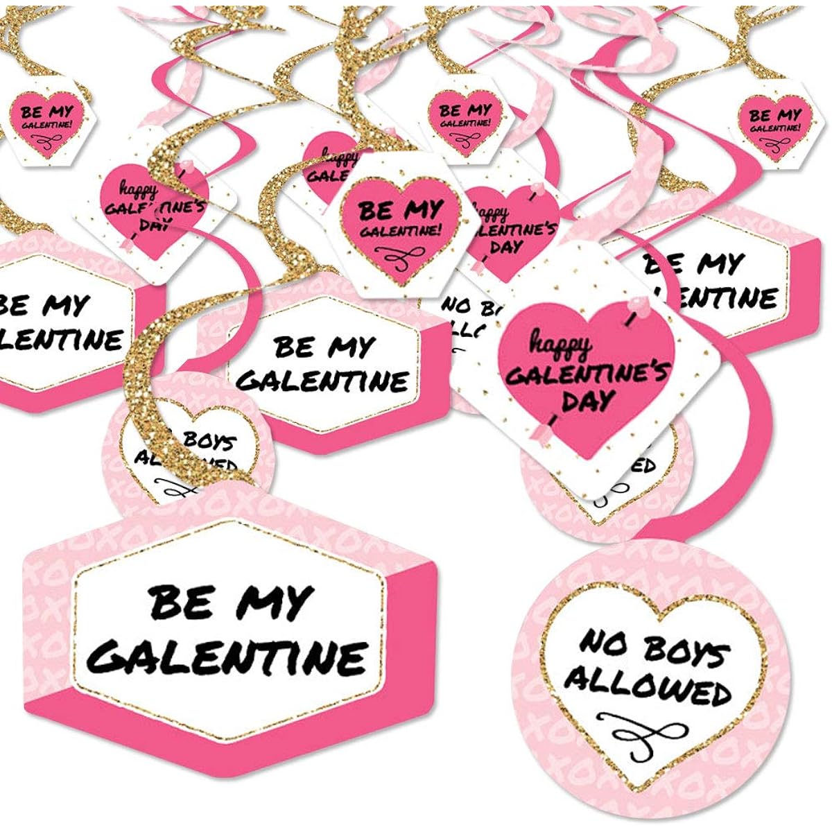 Big Dot of Happiness Be My Galentine – Galentine & Valentine's Day Party Hanging Decorations Swirls – Set of 40