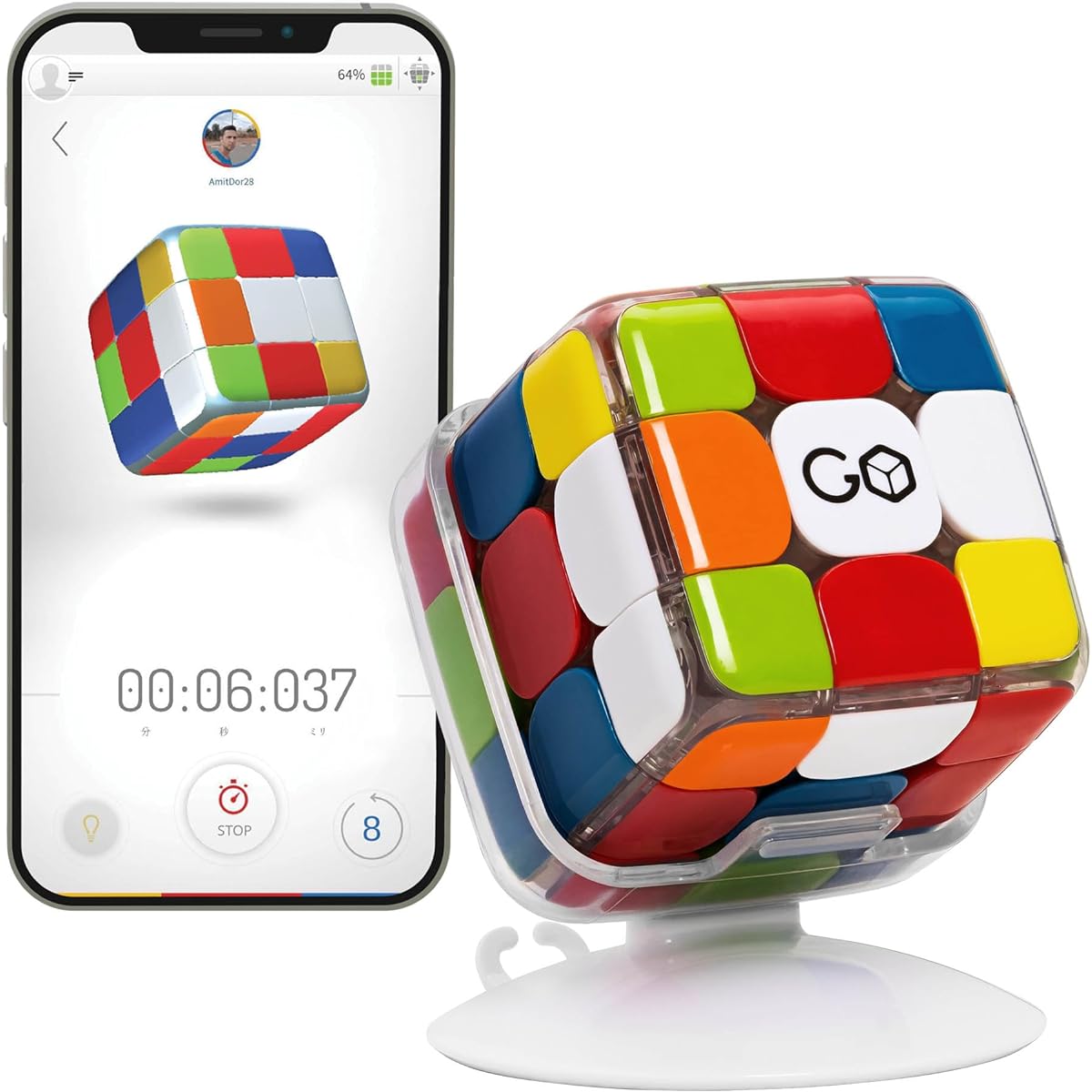 GoCube Edge Advanced 3x3 Puzzle App Bluetooth Connection Automatic Tracking of Movement Strategy Learning Smart Cube Puzzle Brain Training Screen Time Train Your Math and Science Brain STEM Toy Gift