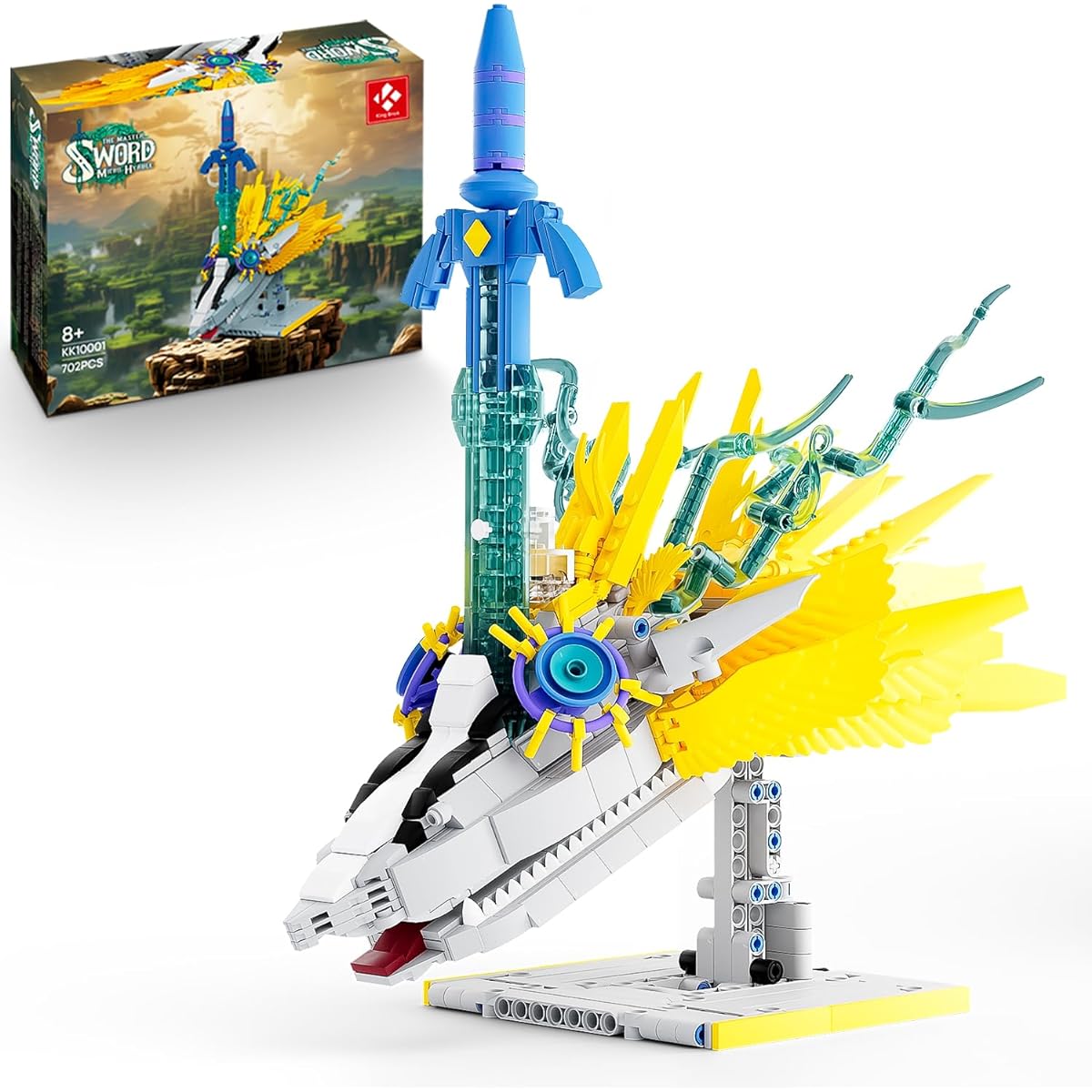 TOTK Master Sword Building Set BOTW Legendary Sword Building Toy with Light Dragon Base Easter Gift for Fans Kids Adults Compatible with Lego 702 Pieces (KK1OOO1)