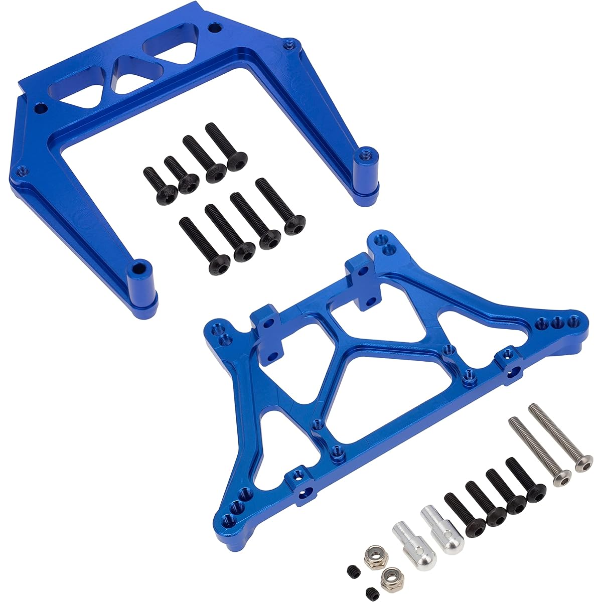 DKKY Aluminum Rear & Front Shock Mount Upgrade Parts Suspension Arm C Hub Caster Block Complete Set TRAXXAS Drag Slash 1967 C10 (Blue)