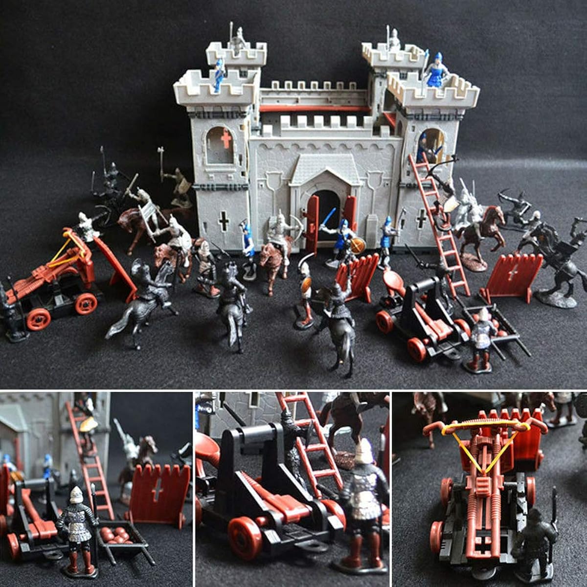 Medieval Castle Toys Castle Knights Soldiers Model Kits Knights Figures Playset Fort Building Kits DIY Assemble Castle Model Set Playset Gifts (Type A)