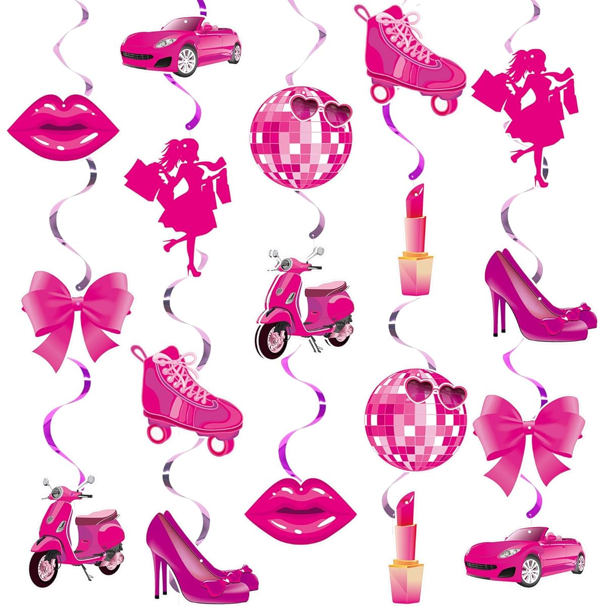Pink Party Decorations Hot Pink Girls Hanging Birthday Party Decorations Pink Let's Go Bachelorette Party Decorations Princess Birthday Supplements Girls Doll Theme Party Cowgirl Birthday Decor