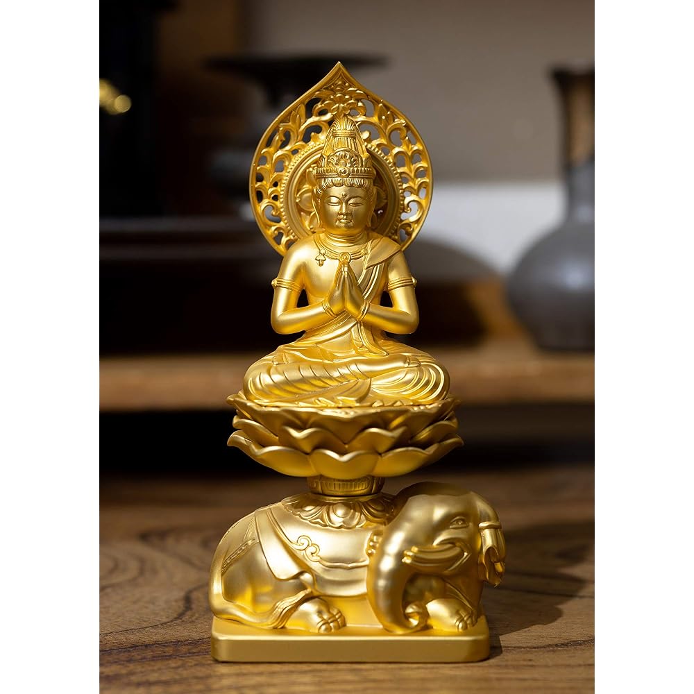 Buddha statue Fugen Bosatsu 15cm (gold plated/24K gold) Buddhist sculptor: Hideun Makita Original model ___ (born in the year of the Dragon and Snake) Zodiac guardian principal image Zodiac Takaoka copperware (Fugenbosatsu)