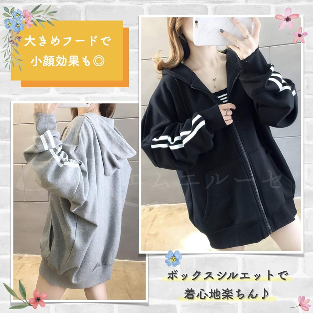 [Meluse] Available in 3 colors, thin, loose, big silhouette, zip-up hoodie top, 2 lines, long sleeve, spring, summer, autumn, women's