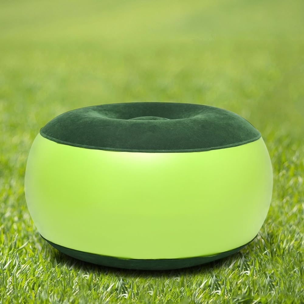 DonkeyEmma Air Chair Durable Balance Portable Outdoor Camping Chair Inflatable Stool Footrest Cushion Home Office Yoga (Green)