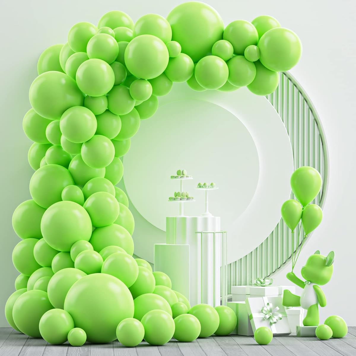 NISOCY Lime Green Latex Balloon Arch Garland Kit 102pcs 18" 12" 10" 5" Birthday Wedding Baby Shower Jungle Summer Fruit Green Theme Anniversary Celebration Decorations