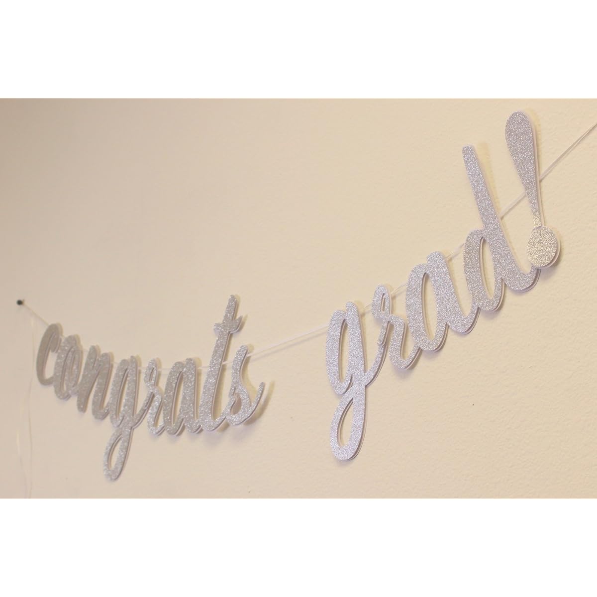 All About Details Congrats Grad Cursive Banner (Silver)