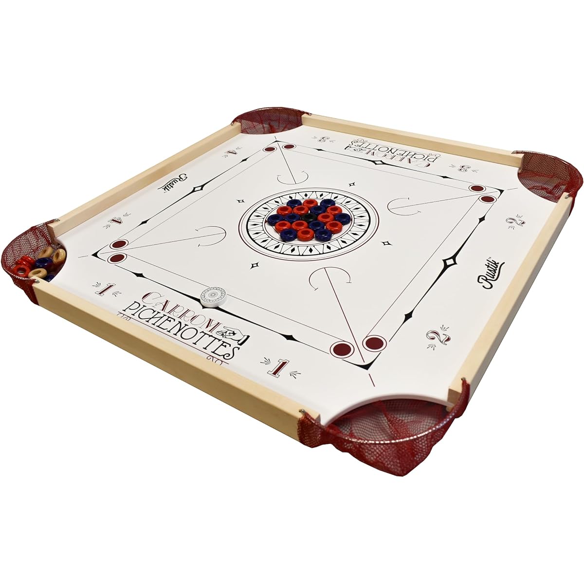 Crokinole Canada Beginner Carom/Pinochi/Picenotte Board Set (2 cues added)