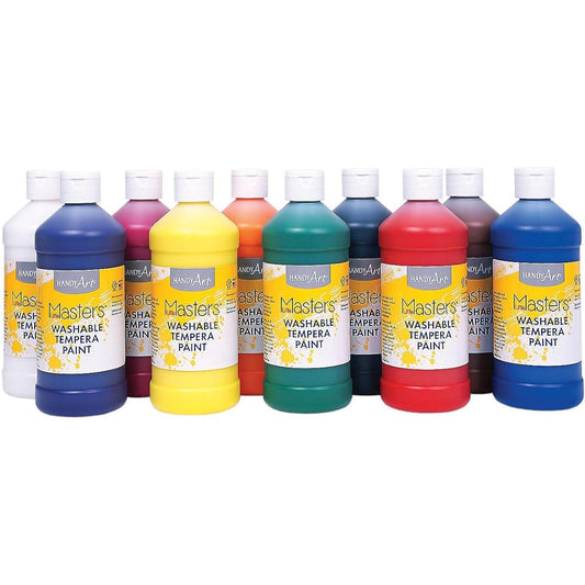 Washable Tempera Paint Set (10 Bright Colors) Kids Crafts & Learning Activities