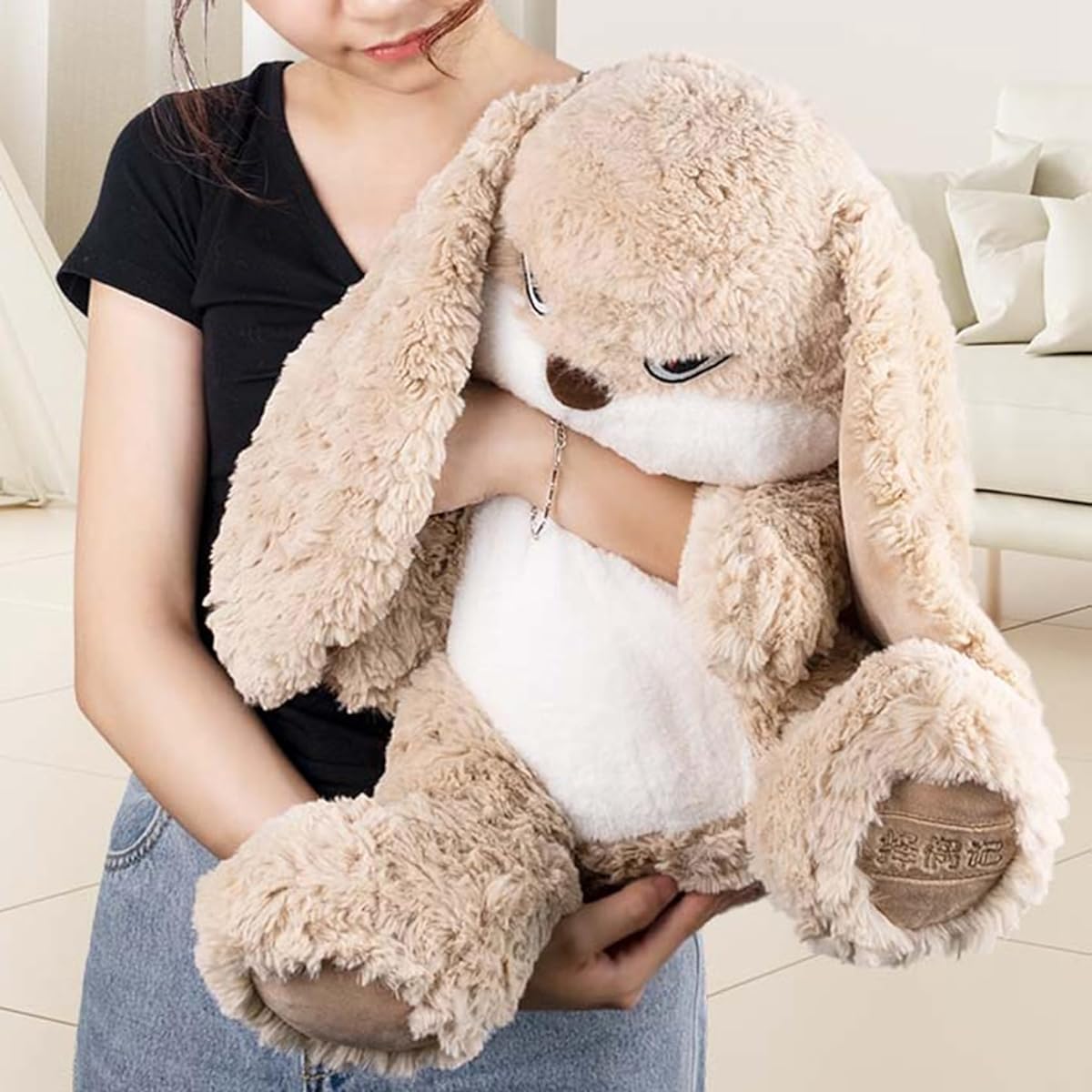 Stuffed rabbit, angry rabbit, cute, fluffy, bunny, toy, cute, fluffy, soft, soothing, celebration gift, surprise, comfortable, nap, visiting, girlfriend, khaki, 38cm