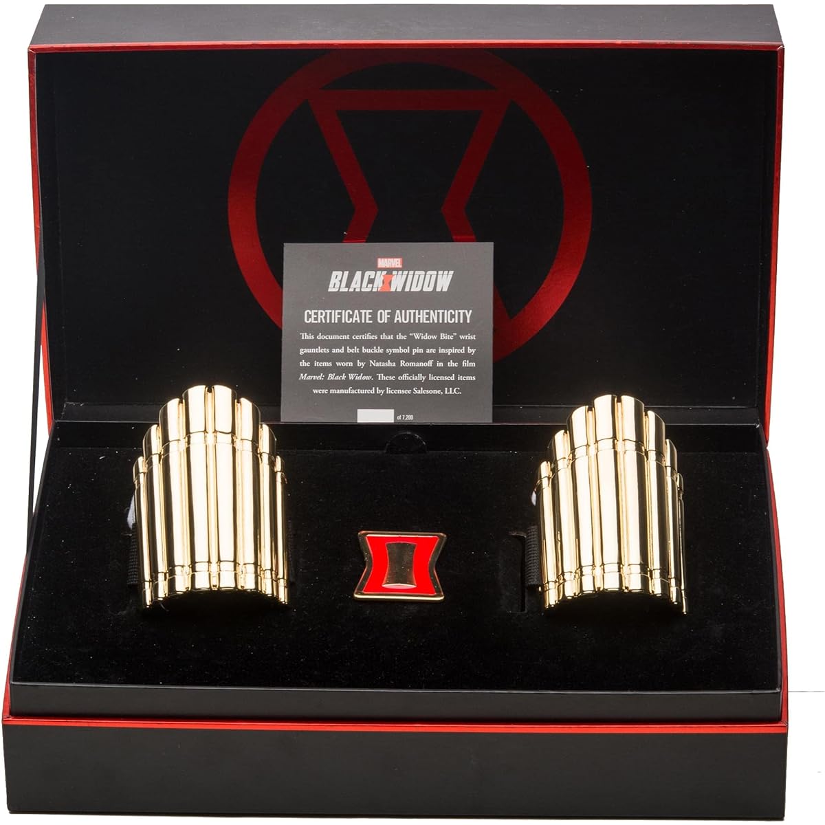 Marvel Black Widow Light Up LED Bracelet Belt Pin Replica Box Set