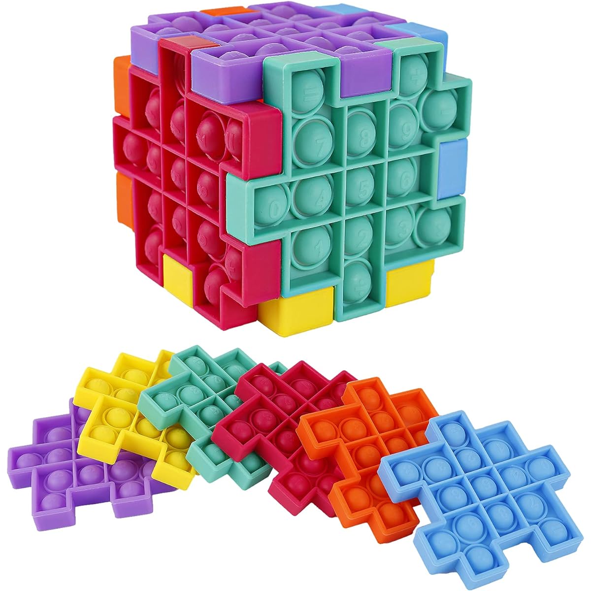Tesalate Push Bubble Cheap Cool Cute Fun Number Pop Sensory Puzzle Cube Toy Set