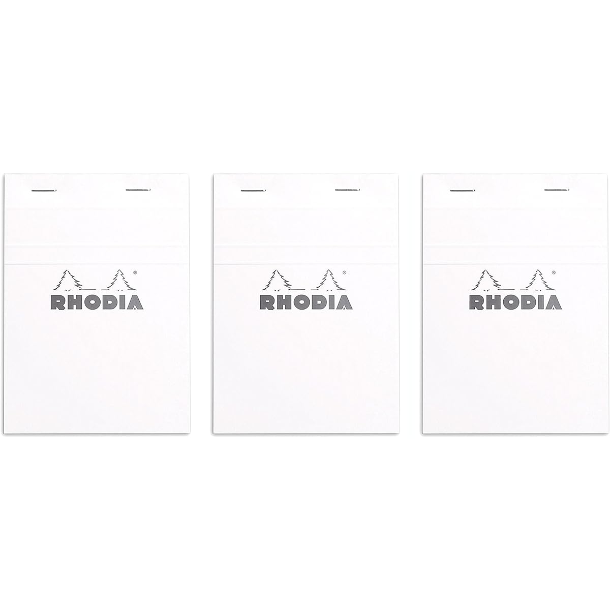Rhodia Classic White Lined Notepads, 6" x 8-1/4", Set of 3