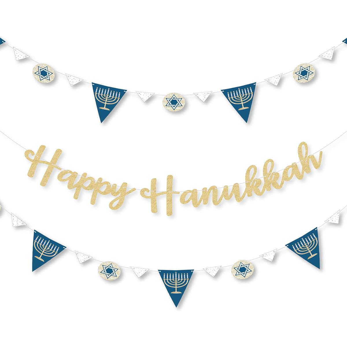 Hanukkah Chanukah Chanukah Letter Banner Decorations 36 Banner Cutouts Real Non-Bumpy Gold Glitter Happy Hanukkah Banner Letters