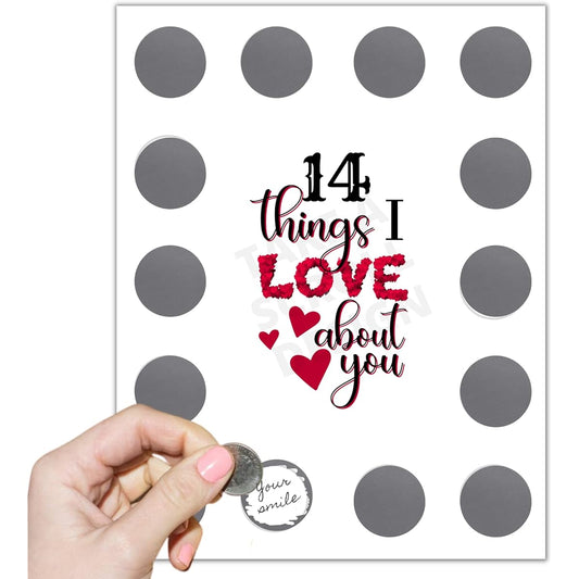 14 Things I Love About You Scratch Off Valentine's Day Advent Calendar Custom Gifts for Kids Fun Valentine's Day for Her Husband Wife Girlfriend Boyfriend