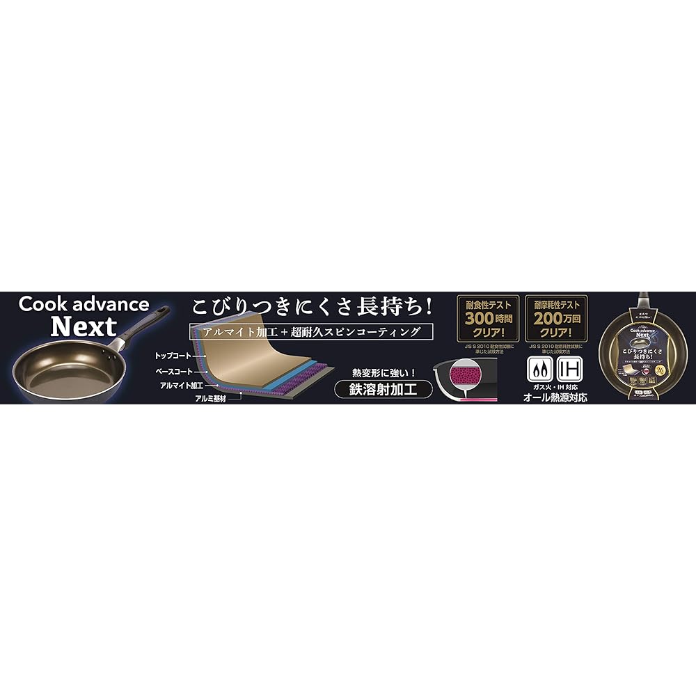 Pearl Metal Frying Pan 28cm IH Compatible Spin Coat Cook Advance Next HB-5150 Blue