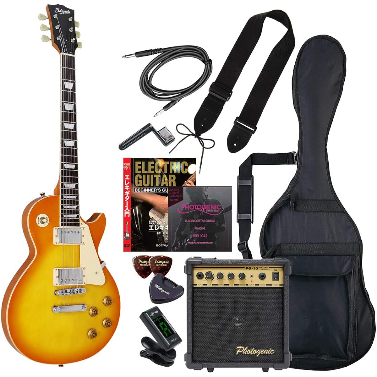 PhotoGenic Electric Guitar Beginner Entry Set LP Type LP-260/BK Black [Soft case/shield/amplifier/tuner/strap/pick/pick case/strings/winder/instructional DVD/adjustment wrench included]