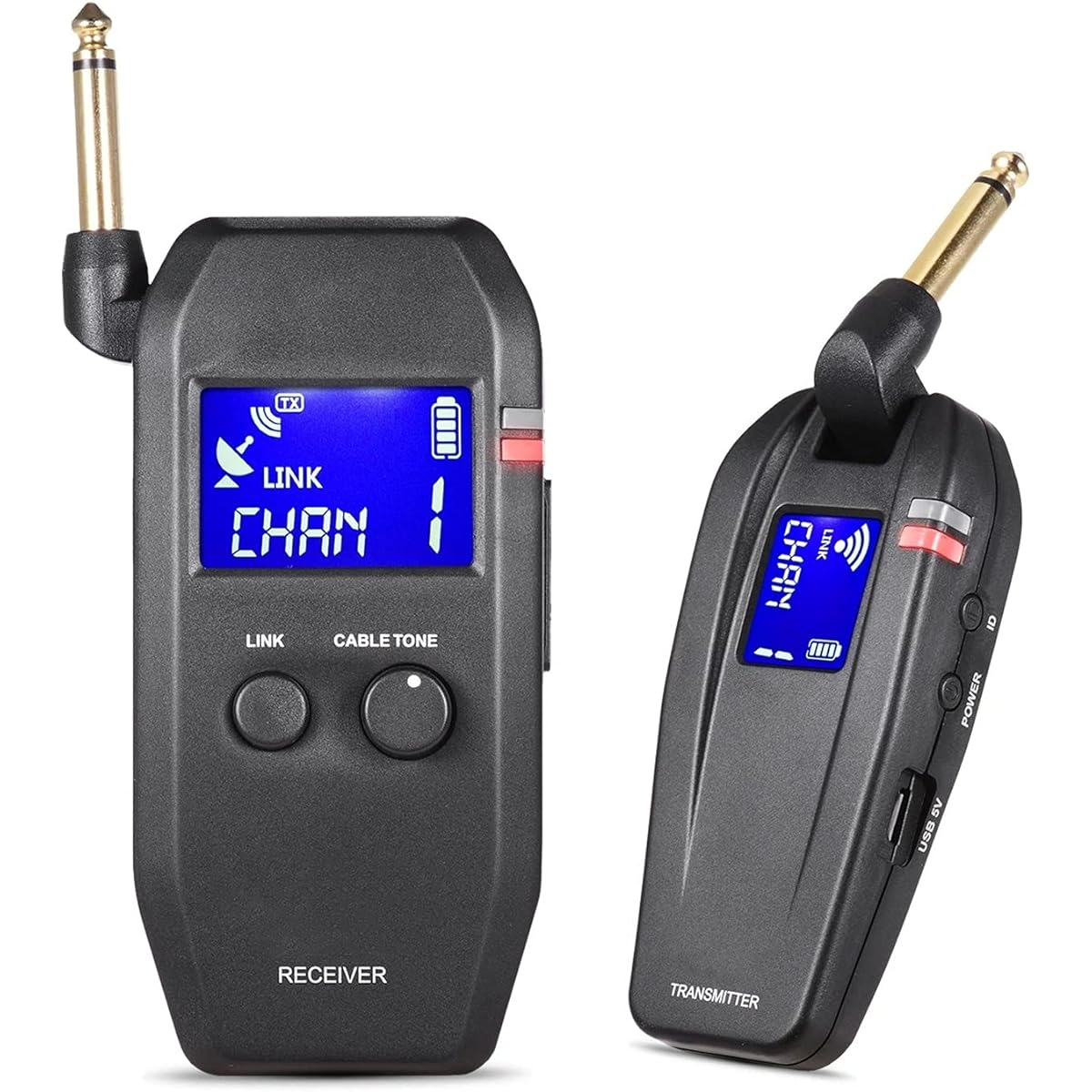 Wireless Guitar System Guitar Wireless System 4 Channel Built-in Battery Supports Mute Function (Color: Black, Size: One size)
