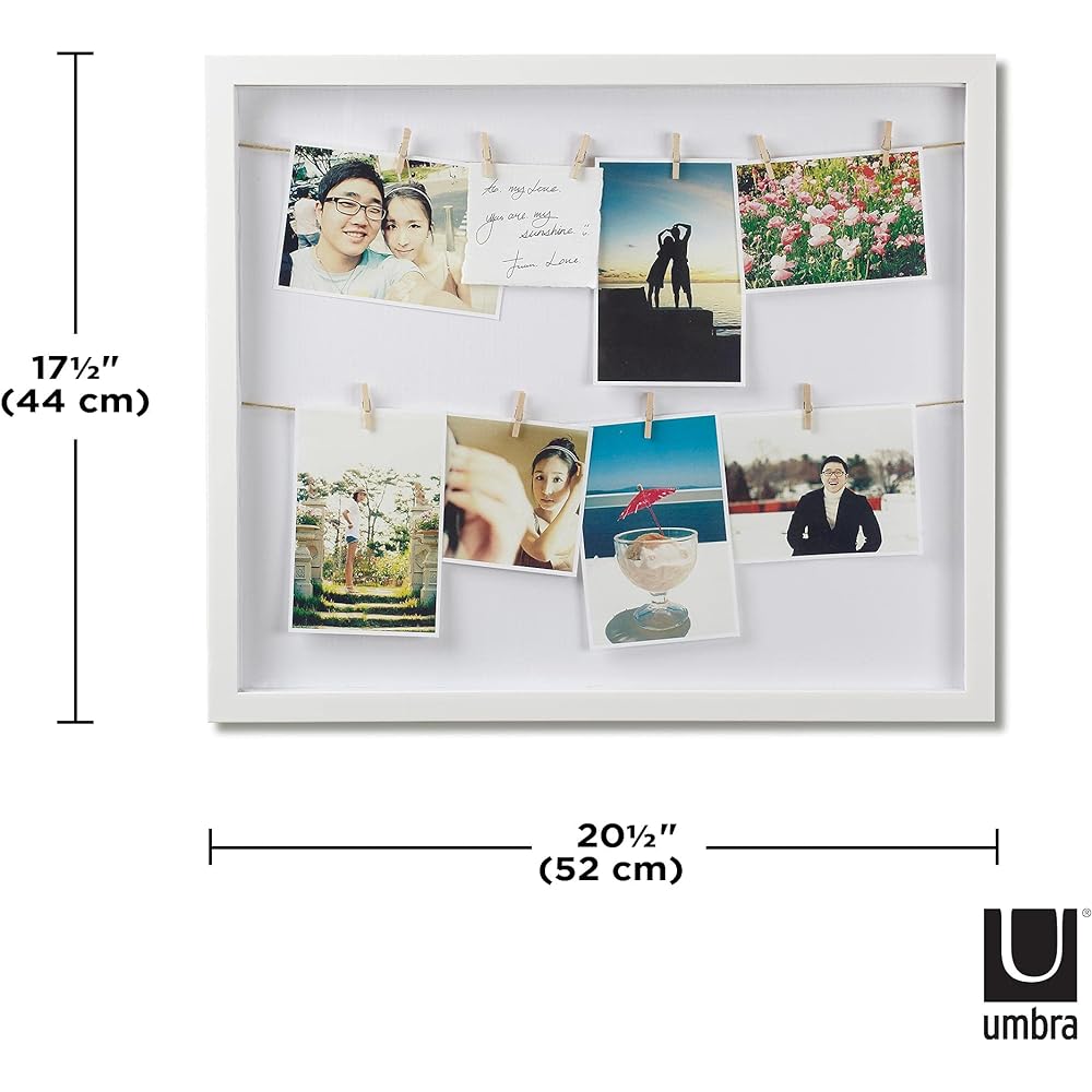 umbra CLOTHESLINE SHADOW Photo Frame Wall Hanging White Photo Photo