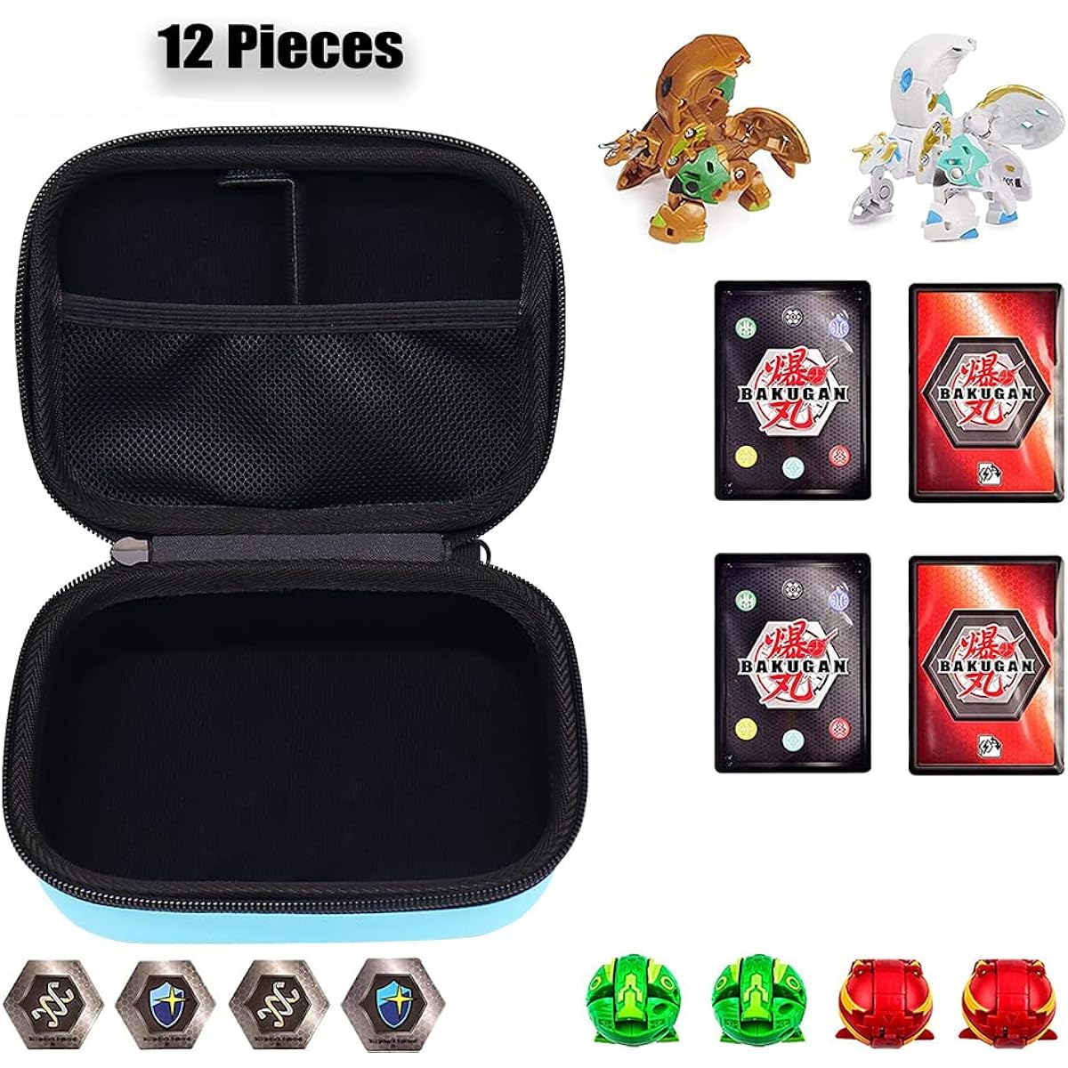 FCDYLBD Toy Organizer Storage Case for Bakugan Figures/Bakucore/Battle Figures/Trading Cards/Mini Toys/Small Dolls Hard Carry Organization Container Holder (Box Only) (12, Blue)