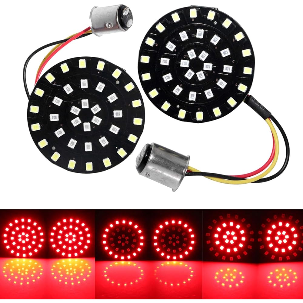 Motorcycle Front Rear 1157 LED Bullet Style (2 Inch) Turn Signal Valve Insert Parts for Harley Dyna Softail Sportster Red 48-LED Street Road Electra Glide