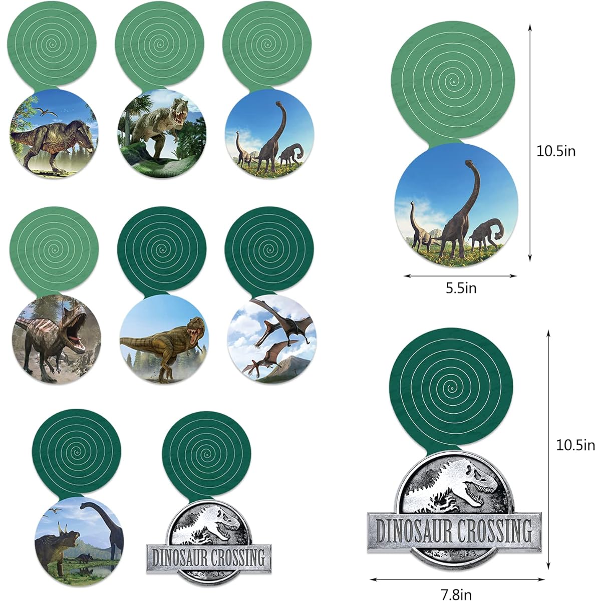 Dinosaur Hanging Swirl Set 24 Pieces Jurassic World Foil Party Swirl Decorations Dinosaur Birthday Party Supplies
