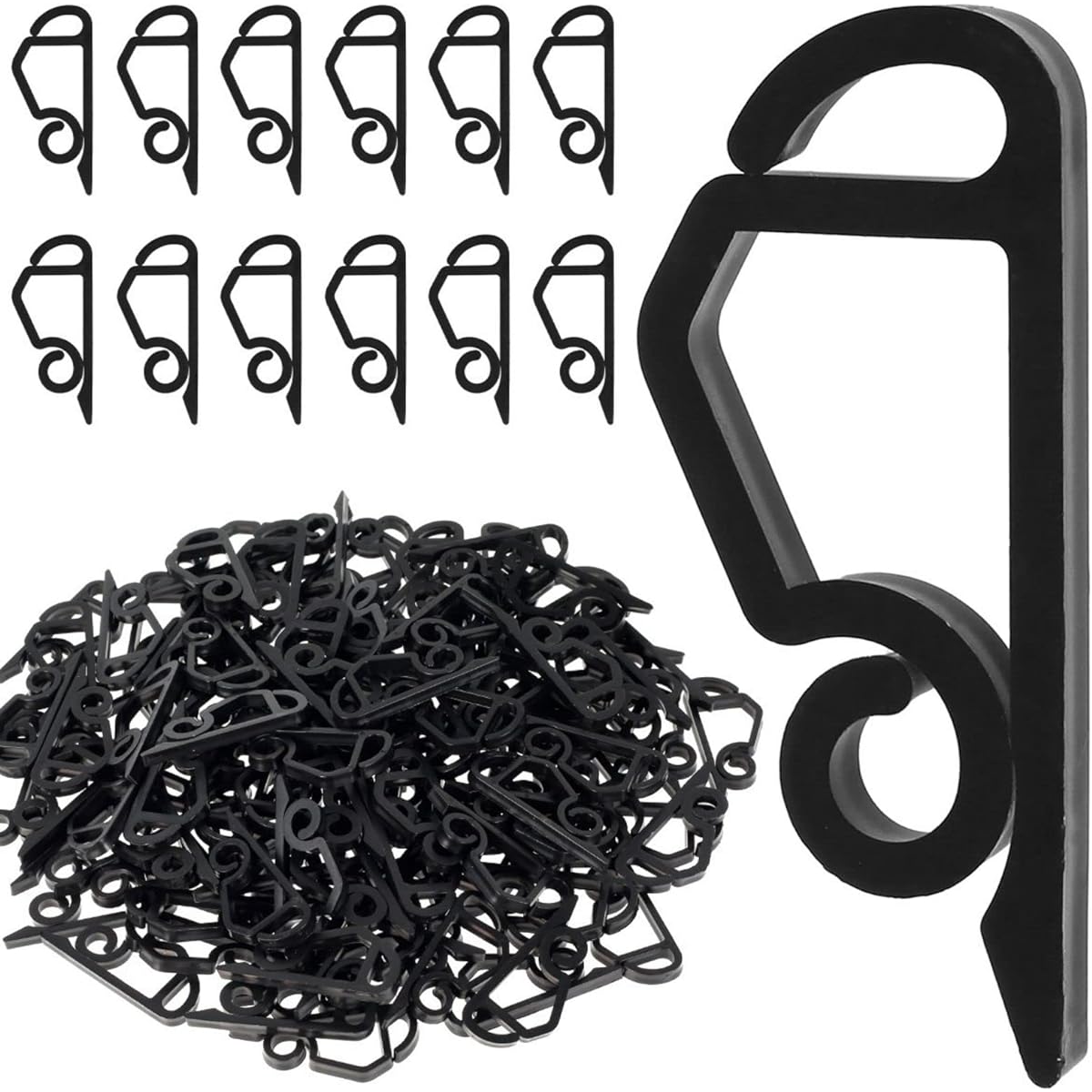 TNBUENO 120pcs Christmas Light Clips Exterior Gutter Hooks - Plastic Holiday Gutter Lights Weatherproof Hooks Halloween Christmas Roof Tree Hanging Outdoor Decoration String Lights (Black)
