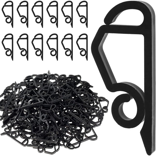 TNBUENO 120pcs Christmas Light Clips Exterior Gutter Hooks - Plastic Holiday Gutter Lights Weatherproof Hooks Halloween Christmas Roof Tree Hanging Outdoor Decoration String Lights (Black)