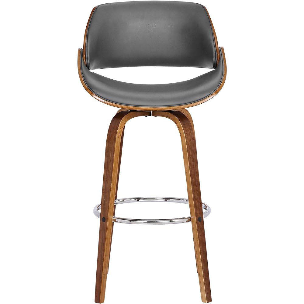 Armen Living Mona Rotating Bar Stool Gray Faux Leather/Walnut Wood Counter High Chair 66cm [Regular Japanese Import Product]