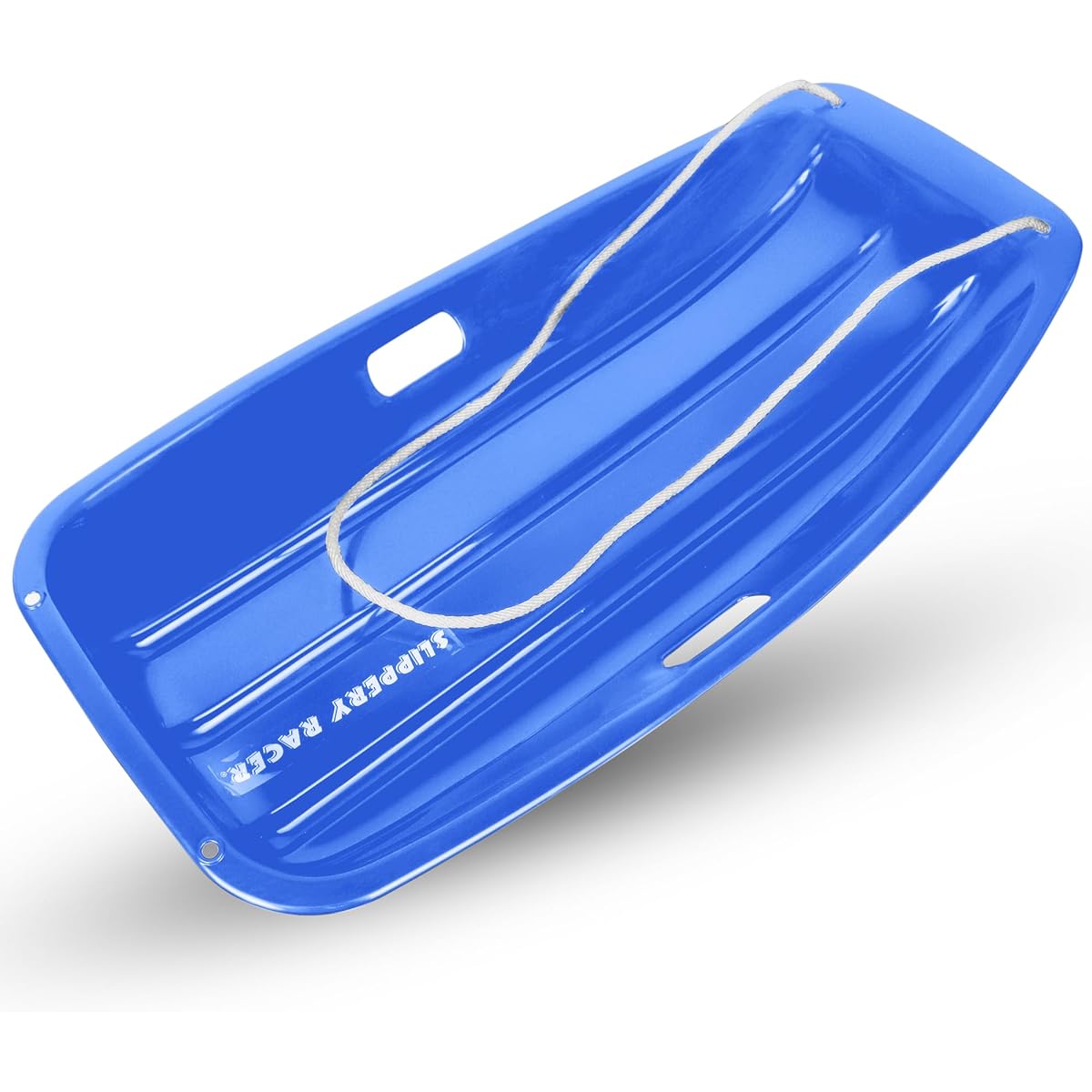 Slippery Racer Downhill Sprinter Flexible Kids Toddler Plastic Toboggan Snow Sled with Pull Rope for 1 Adult or Kid Rider (2 Pack)