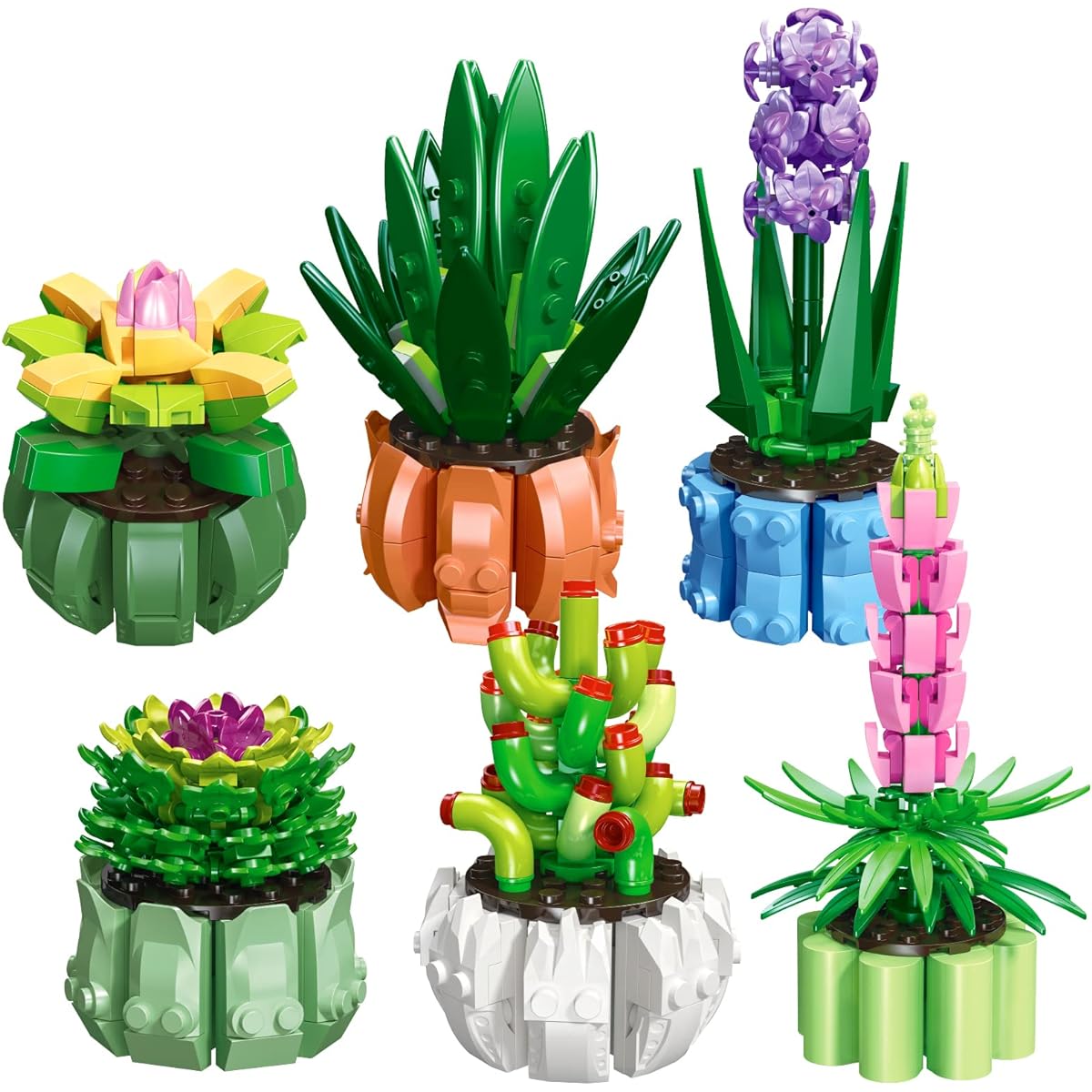 EP EXERCISE N PLAY Succulent Building Set Flower Plant Decor Collection for Adults Build a Succulent Display Piece for Home or Office Valentine's Day Gift for Her, Women, Mom (714 Pieces)