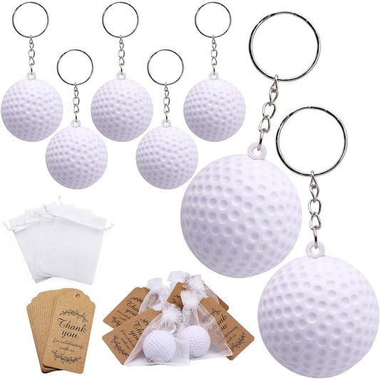 72 Pieces Golf Keychains Golf Party Favors Kids Sports Stress Ball Goodie Bag Gift Decoration Boys Girls Backpack School Golf Theme Birthday Party Supplies Team Player Prize Carnival Reward