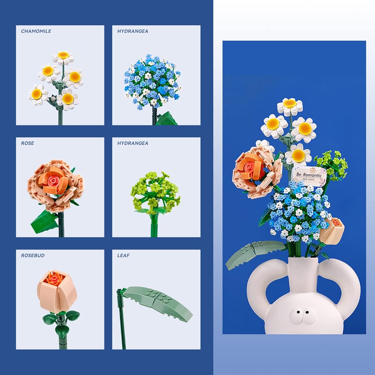 QLT Mini Brick Flower Bouquet Building Set, Artificial Flower DIY Unique Decor House 680 Pieces Plant Collection for Ages 8-12 Girls Gift (Not for Sets)