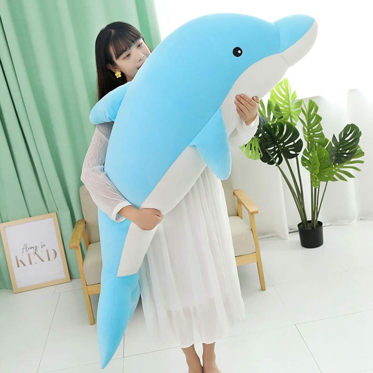 Dolphin Plush Toy, Extra Large, Color 1, 140cm, Animal, Shark, Doll, Dolphin Body Pillow/Dolphin Plush Toy/Gift/Celebration/Fluffy Birthday, School Entrance Gift, Graduation Gift, Christmas Gift, Blue