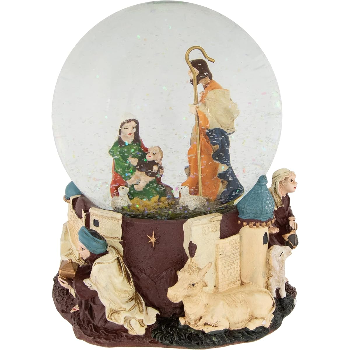 NorthLight Nativity Scene Religious Inspirational Musical Christmas Snow Globe Glitterdome, 5.5", Multi
